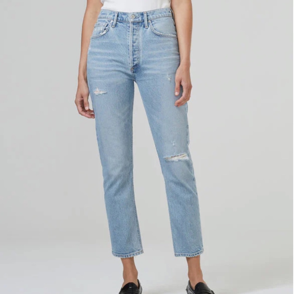 Citizens of Humanity Jolene High Rise Vintage Slim Jeans Distressed Sz 24
